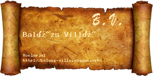 Balázs Villő névjegykártya